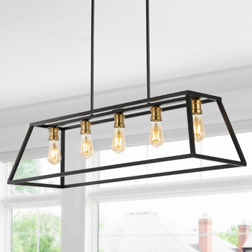 Floyd 38" Adjustable Iron Farmhouse Vintage LED Dimmable Pendant